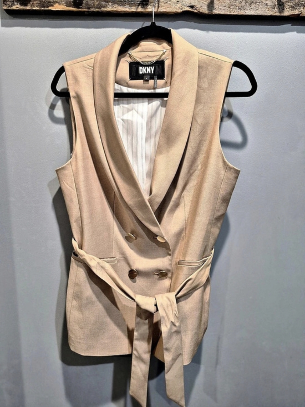 DKNY Shawl Collar Double Breasted Vest Blazer - Ginger Root - NWOT - Size 6